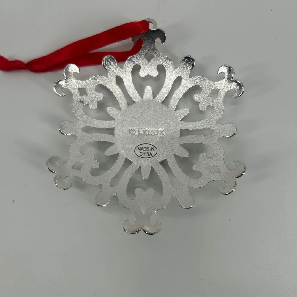 Lenox 2 Bejeweled Silver plated Christmas ornaments snowman‎ and snowflake
